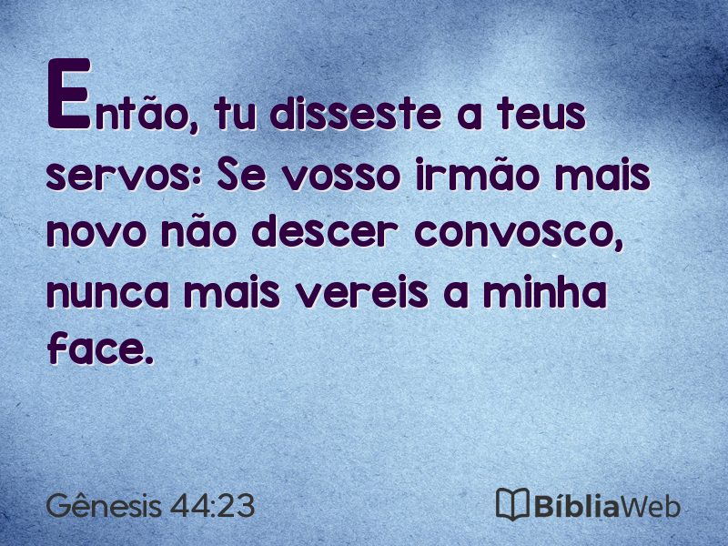 Gênesis 44:23 em imagem para compartilhar