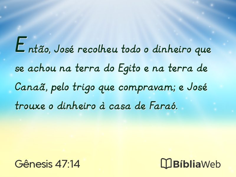 Gênesis 47:14 em imagem para compartilhar