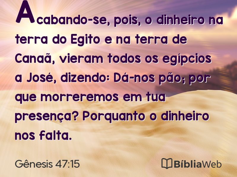 Gênesis 47:15 em imagem para compartilhar