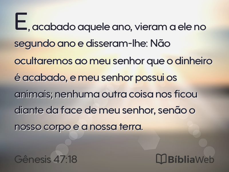 Gênesis 47:18 em imagem para compartilhar