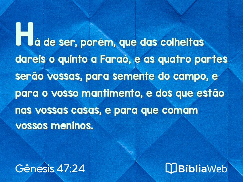 Gênesis 47:24 em imagem para compartilhar