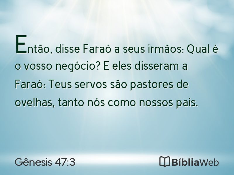 Gênesis 47:3 em imagem para compartilhar