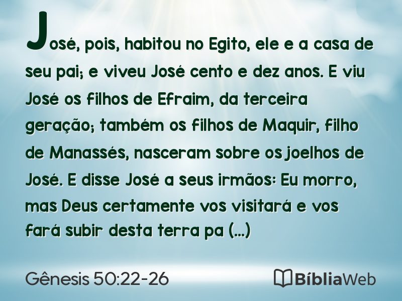 Gênesis 50:22-26 em imagem para compartilhar