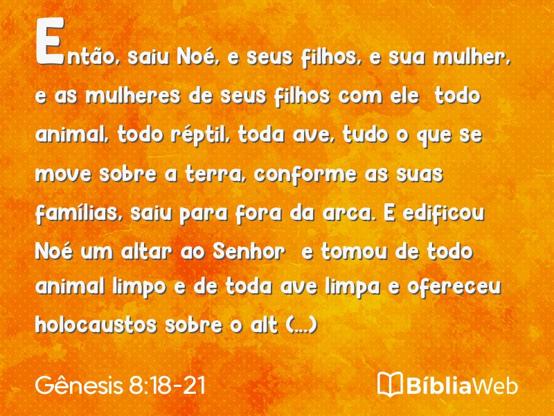 Gênesis 8:18-21 em imagem para compartilhar