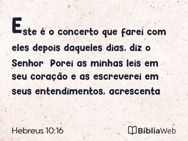 Hebreus 10:16 em imagem para compartilhar