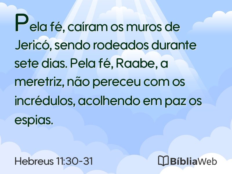 Hebreus 11:30-31 em imagem para compartilhar