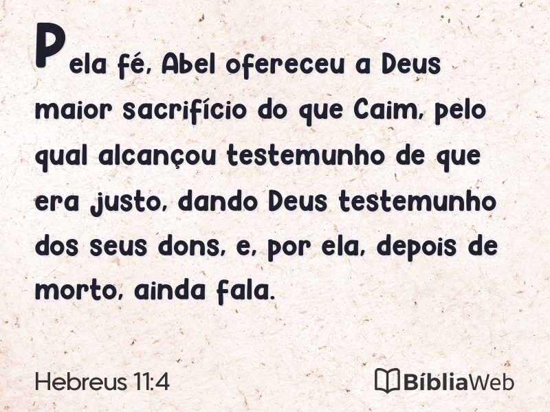 Hebreus 11:4 em imagem para compartilhar