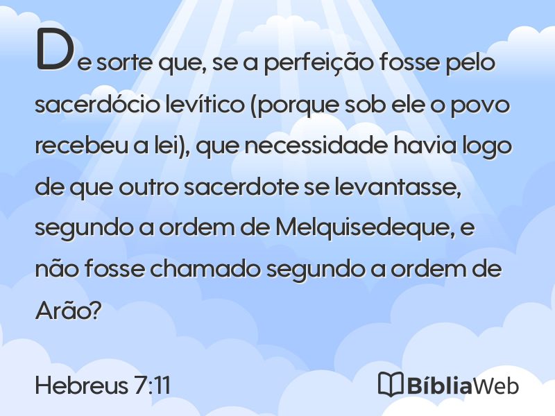 Hebreus 7:11 em imagem para compartilhar