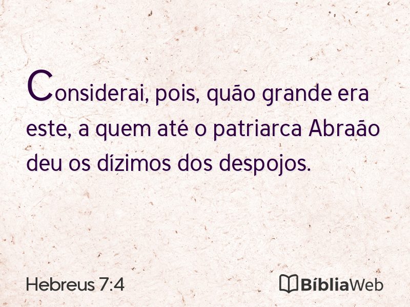 Hebreus 7:4 em imagem para compartilhar