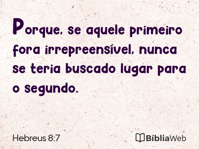 Hebreus 8:7 em imagem para compartilhar