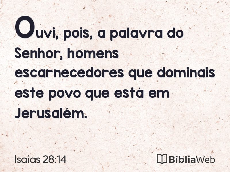 Isaías 28:14 em imagem para compartilhar