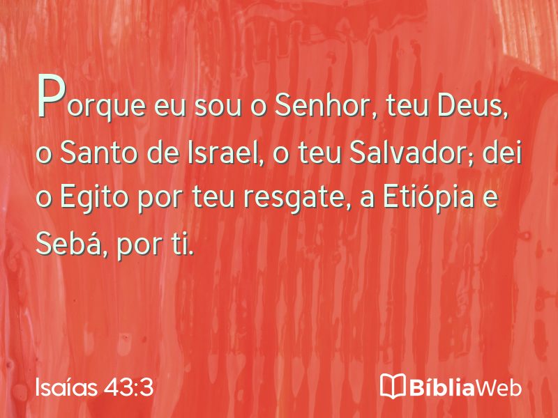 Isaías 43:3 em imagem para compartilhar