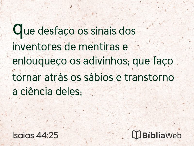 Isaías 44:25 em imagem para compartilhar