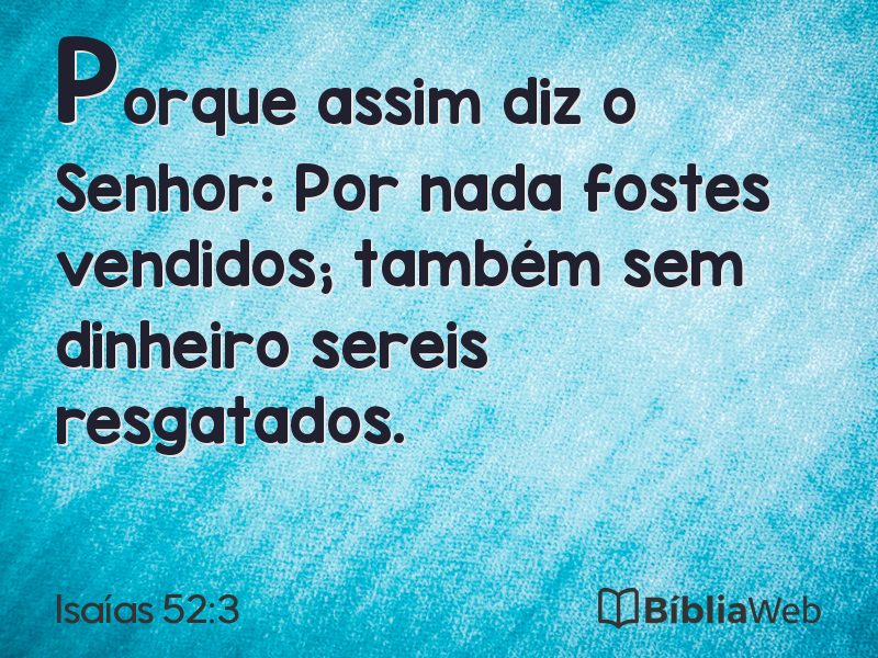 Isaías 52:3 em imagem para compartilhar