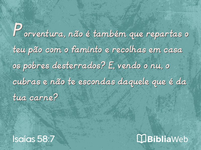Isaías 58:7 em imagem para compartilhar