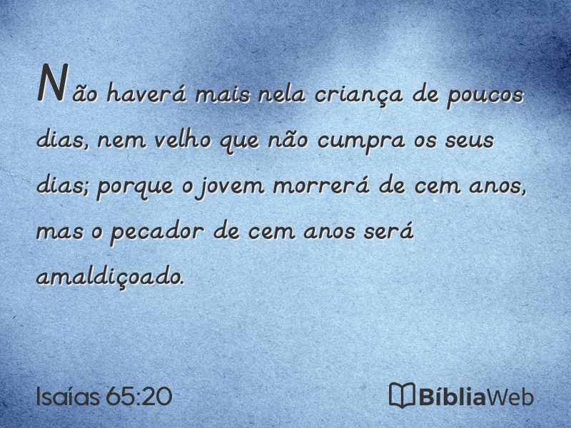 Isaías 65:20 em imagem para compartilhar