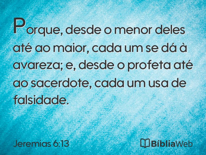 Jeremias 6:13 em imagem para compartilhar
