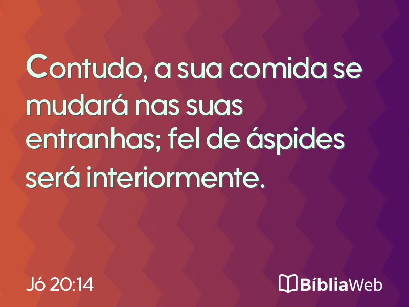 Jó 20:14 em imagem para compartilhar
