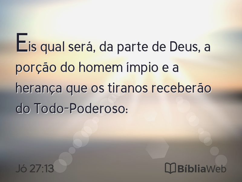 Jó 27:13 em imagem para compartilhar