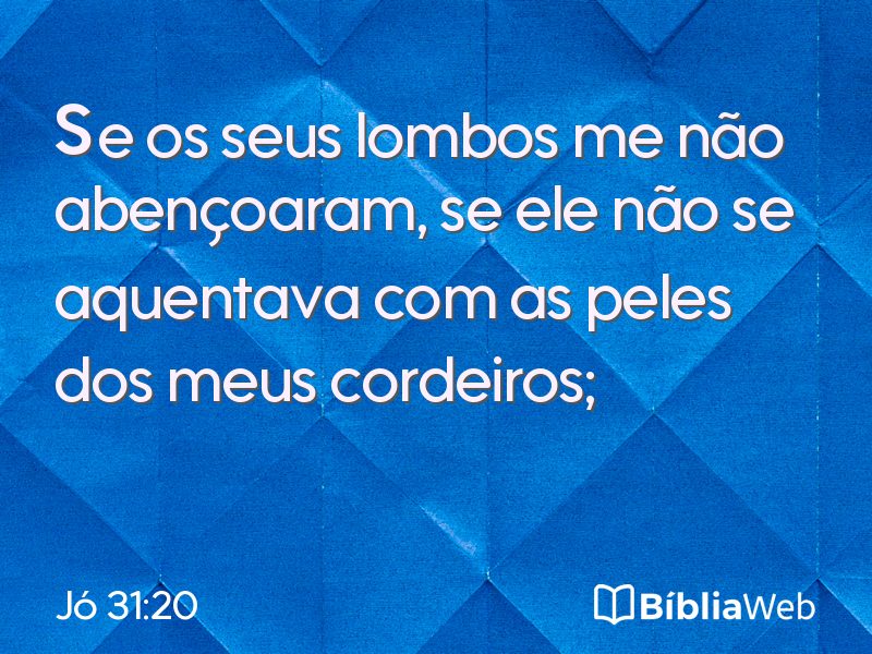 Jó 31:20 em imagem para compartilhar