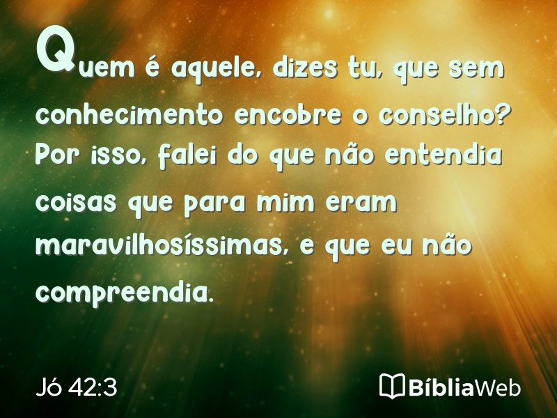 Jó 42:3 em imagem para compartilhar