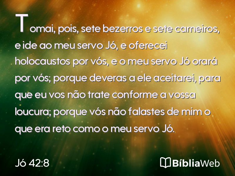 Jó 42:8 em imagem para compartilhar