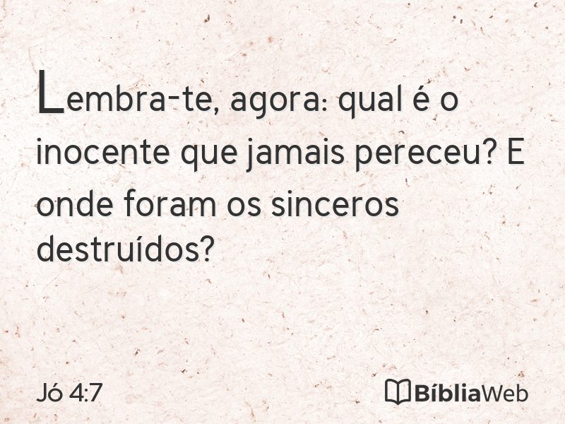 Jó 4:7 em imagem para compartilhar