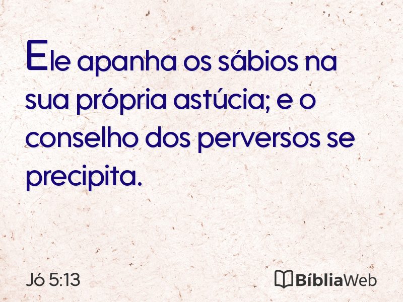 Jó 5:13 em imagem para compartilhar