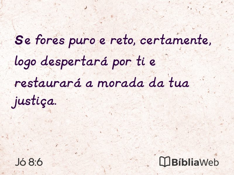 Jó 8:6 em imagem para compartilhar