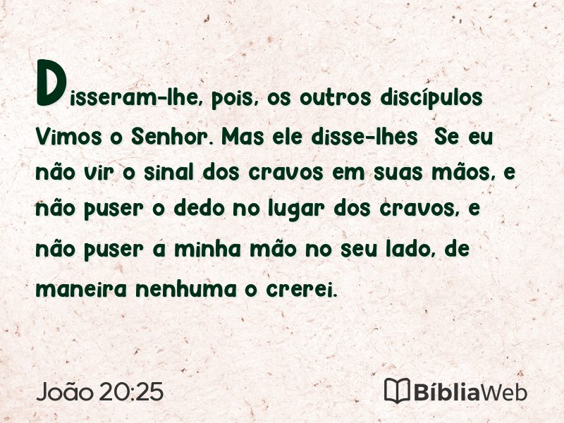 João 20:25 em imagem para compartilhar