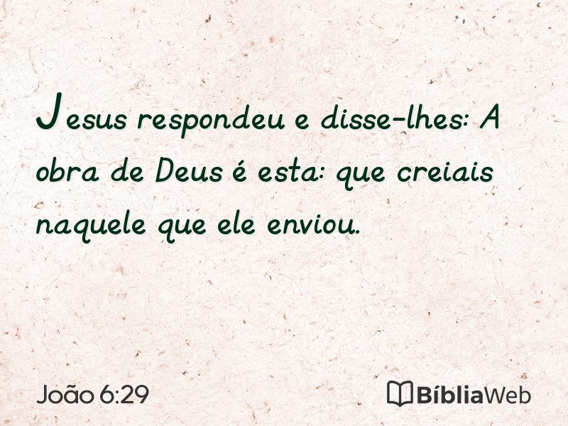 João 6:29 em imagem para compartilhar