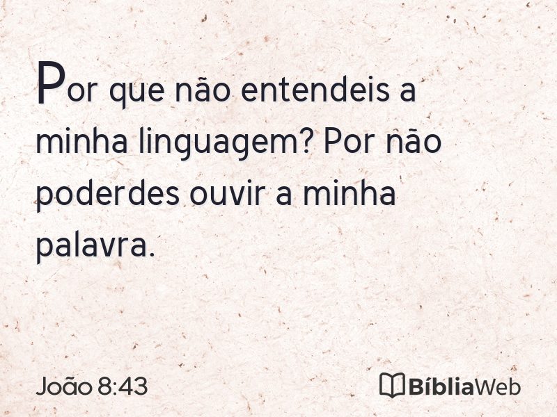 João 8:43 em imagem para compartilhar