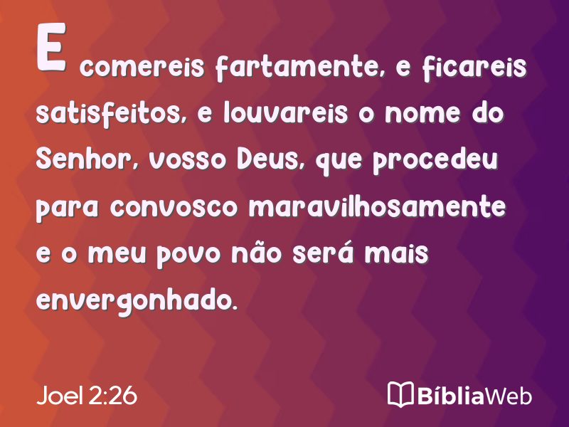Joel 2:26 em imagem para compartilhar