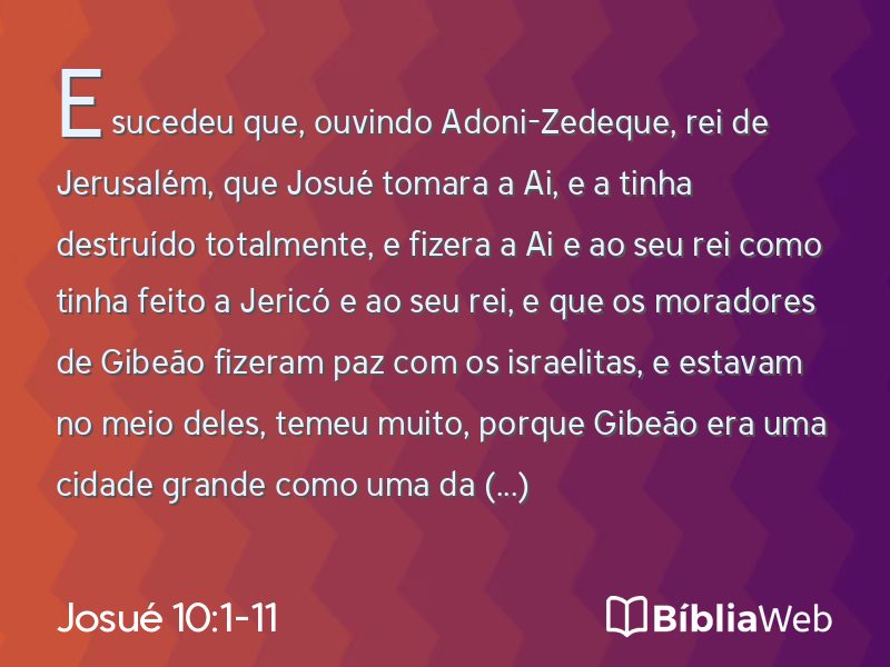 Josué 10:1-11 em imagem para compartilhar