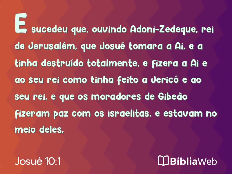 Josué 10:1 em imagem para compartilhar