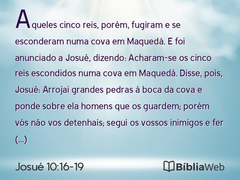 Josué 10:16-19 em imagem para compartilhar
