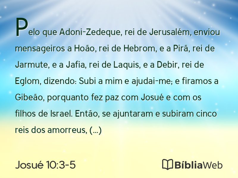 Josué 10:3-5 em imagem para compartilhar