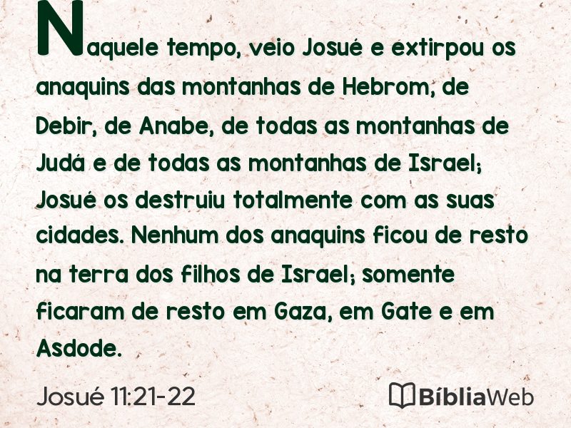 Josué 11:21-22 em imagem para compartilhar