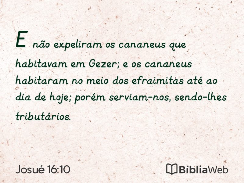 Josué 16:10 em imagem para compartilhar