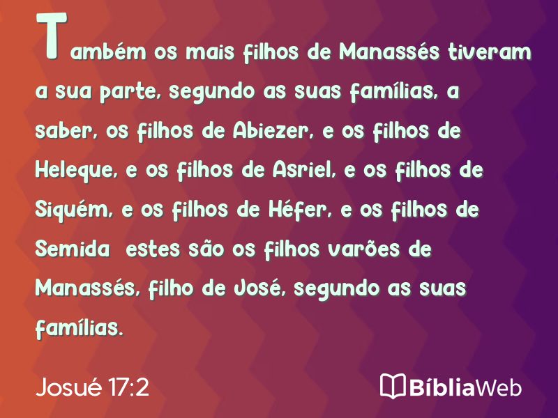 Josué 17:2 em imagem para compartilhar