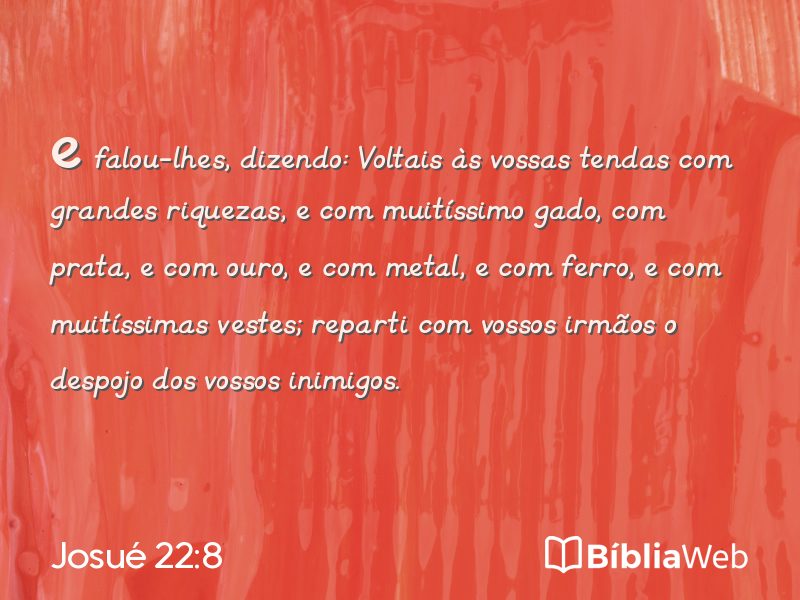 Josué 22:8 em imagem para compartilhar