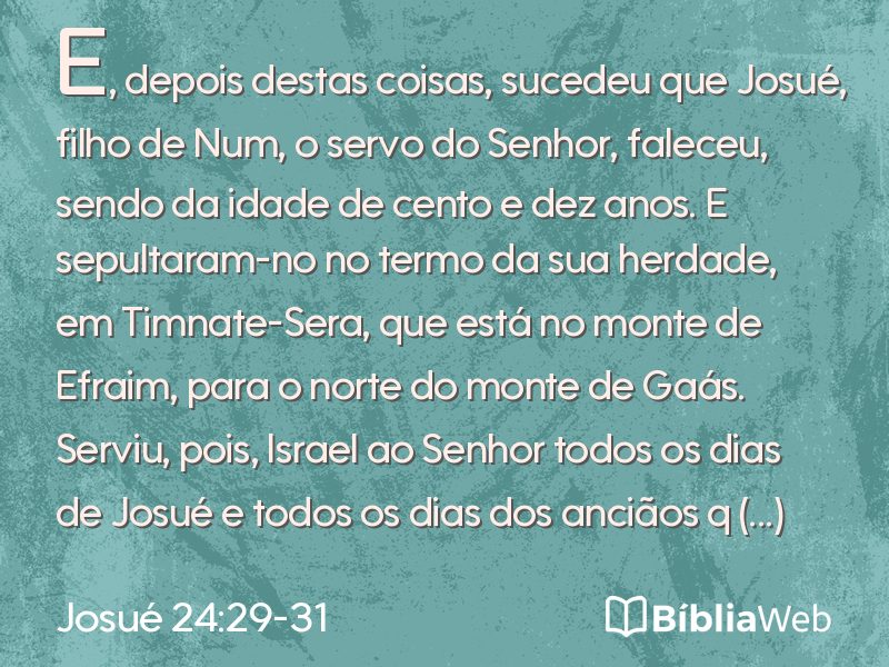 Josué 24:29-31 em imagem para compartilhar