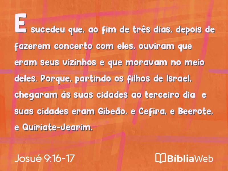 Josué 9:16-17 em imagem para compartilhar