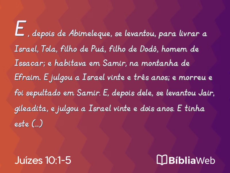 Juízes 10:1-5 em imagem para compartilhar