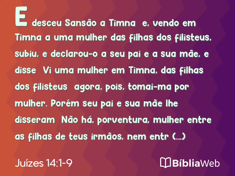 Juízes 14:1-9 em imagem para compartilhar