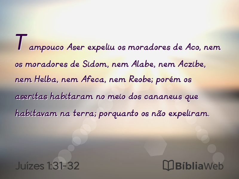 Juízes 1:31-32 em imagem para compartilhar