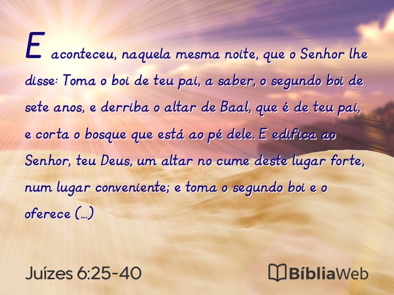Juízes 6:25-40 em imagem para compartilhar