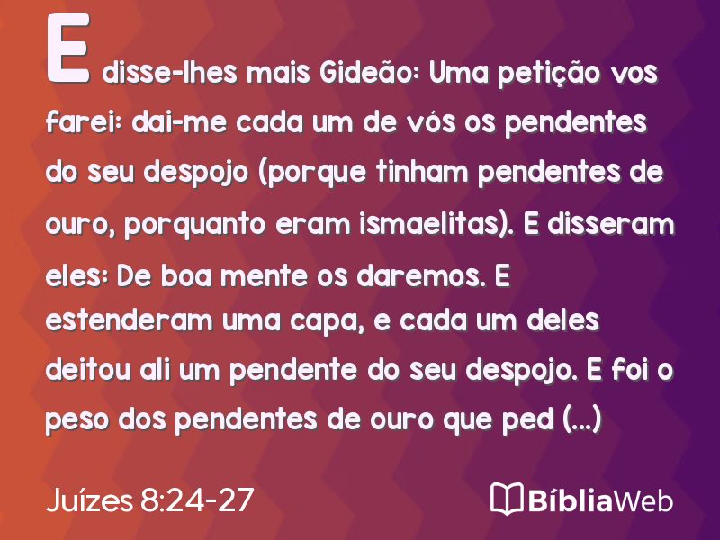 Juízes 8:24-27 em imagem para compartilhar