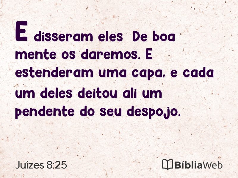 Juízes 8:25 em imagem para compartilhar
