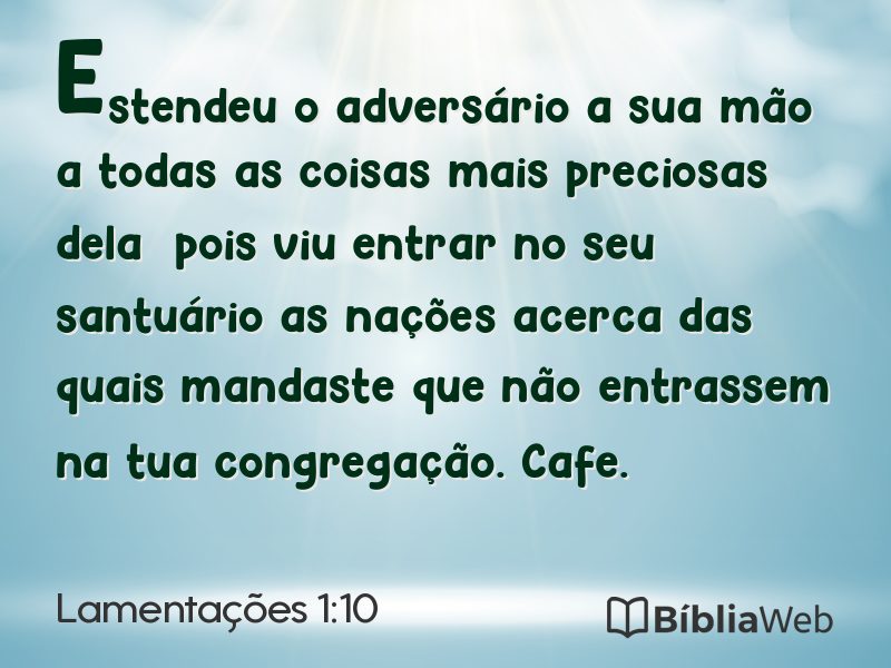 Lamentações 1:10 em imagem para compartilhar